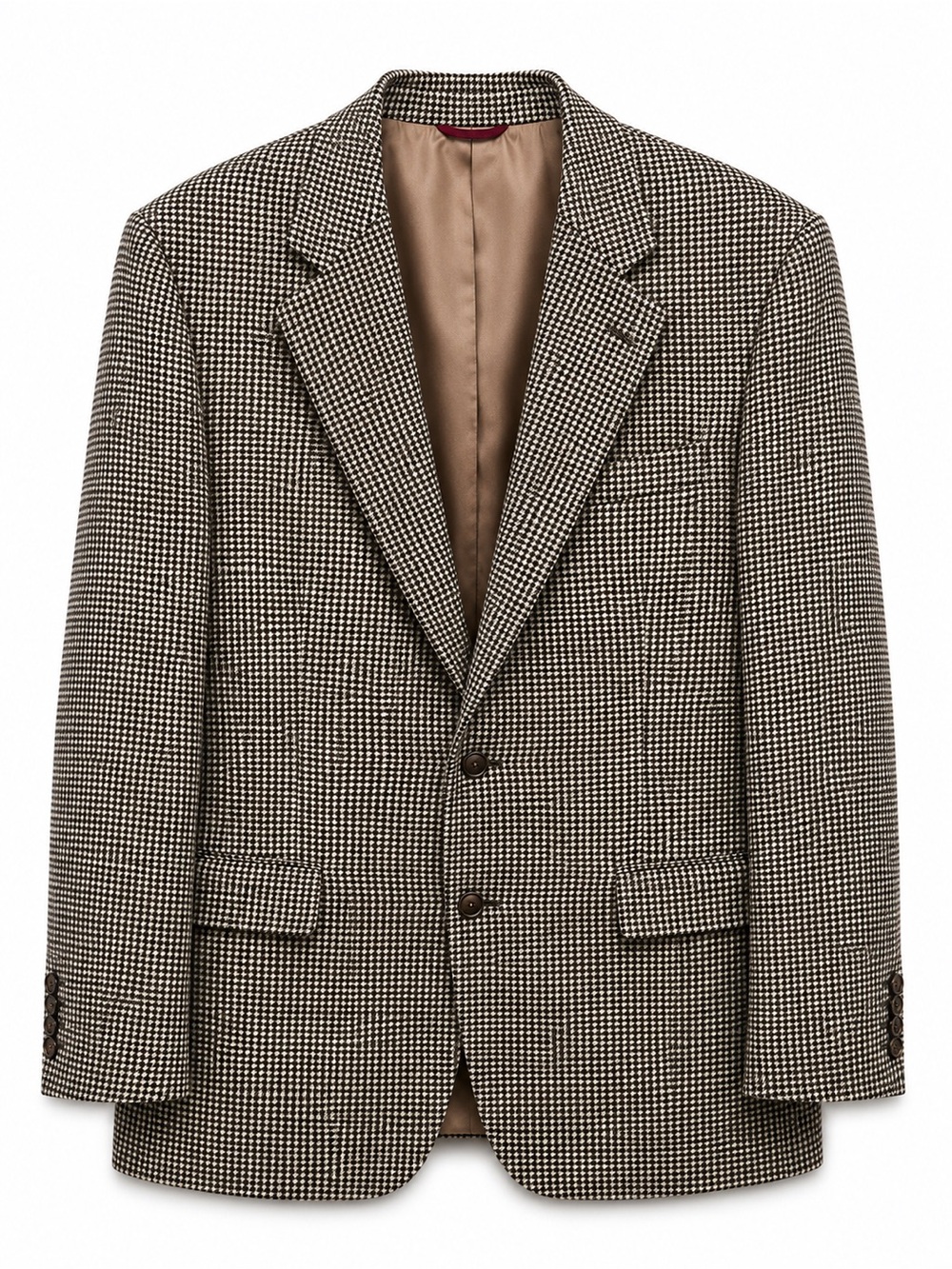 Vintage Jos. A. Bank Black & White Camel Hair Houndstooth Sport Coat